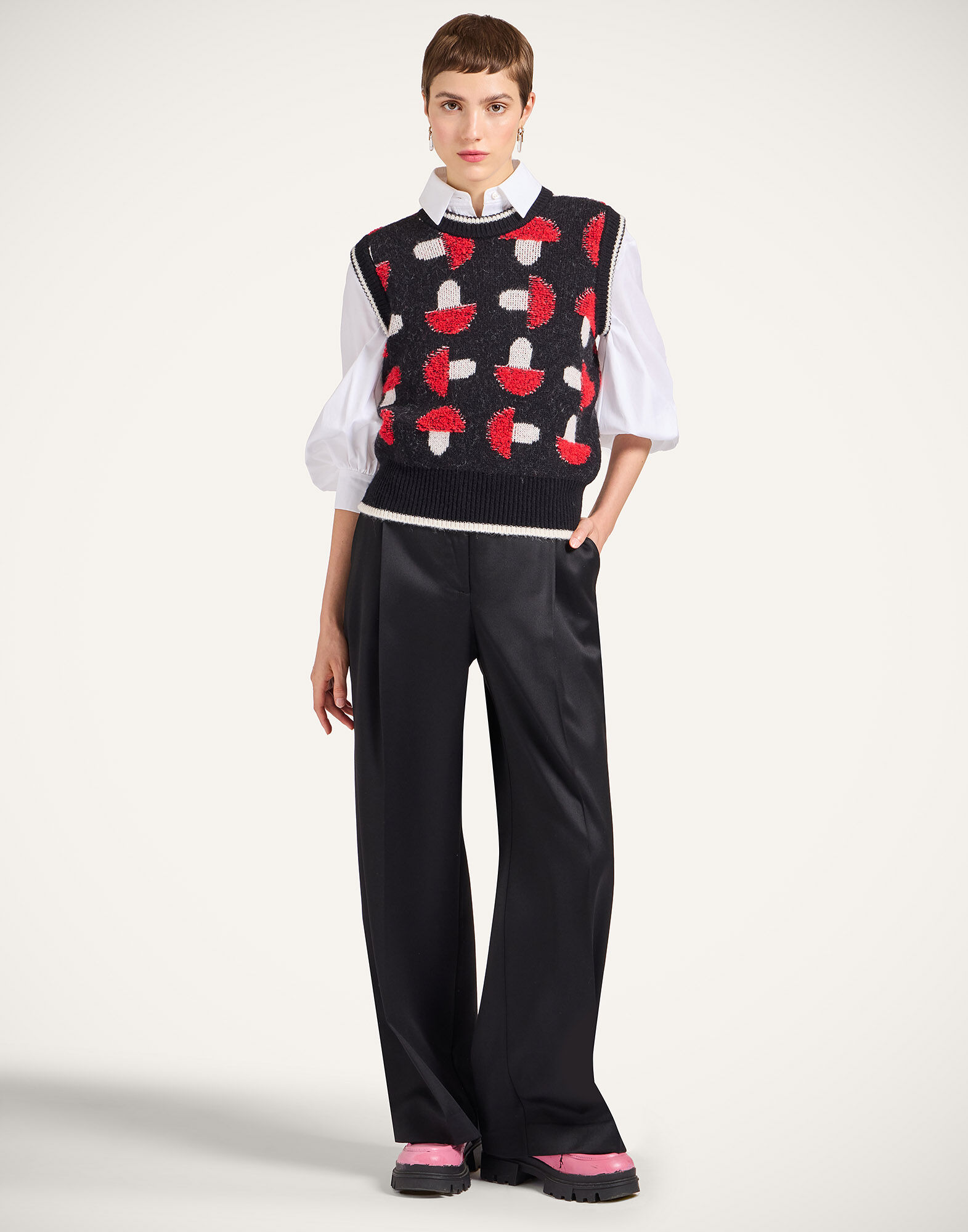 La DoubleJ Fun-Guy Gilet Black & Red PUL0295KNI193VA448BL01