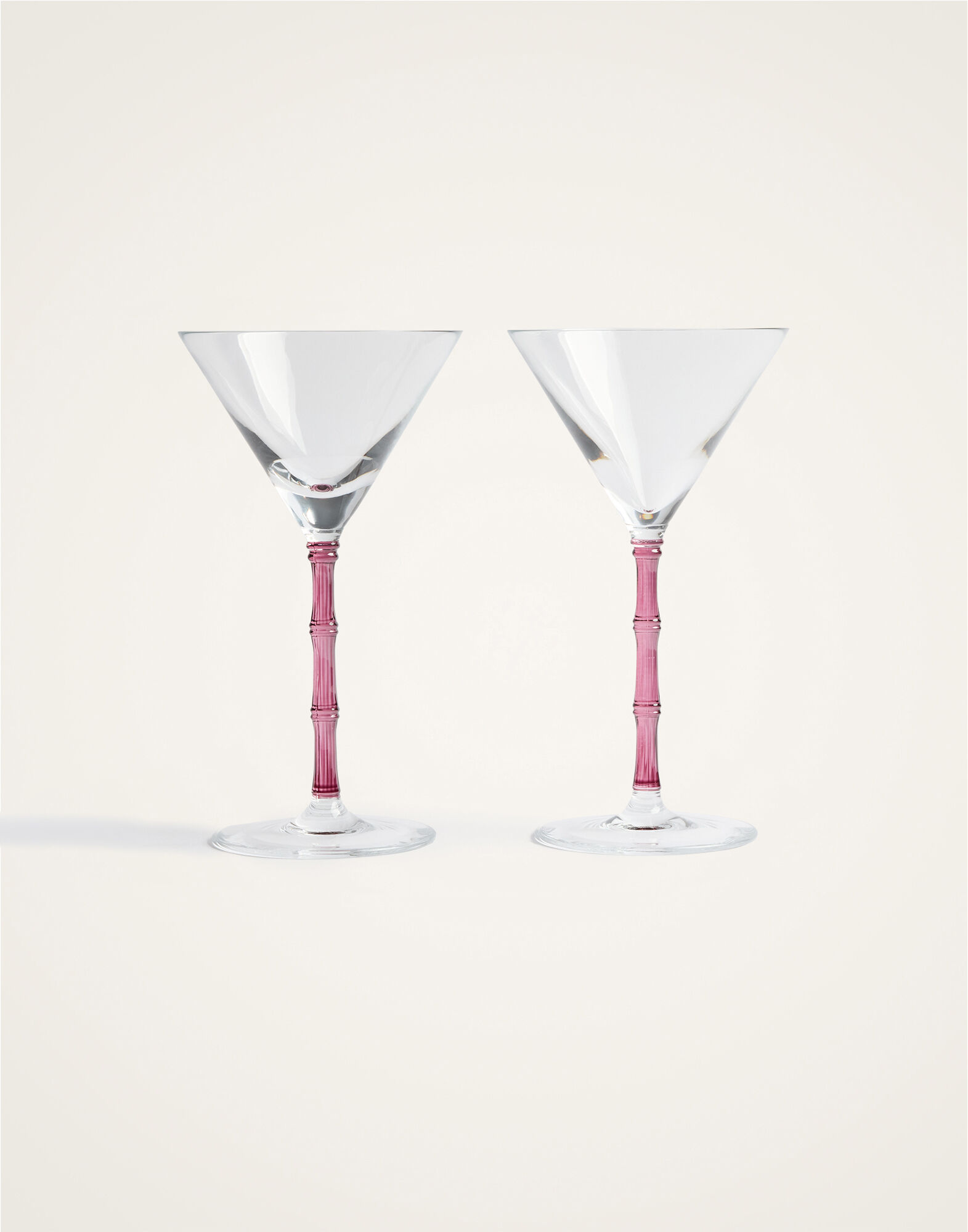 La DoubleJ Bamboo Martini Glasses Set Of 2 Solid Pink GLA0051GLS002SOLIDPI01
