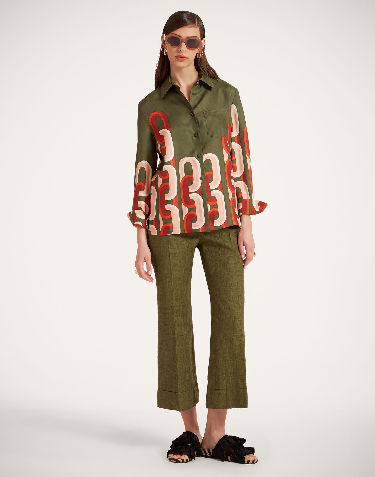 La DoubleJ Hendrix Pants Solid Camouflage TRO0014COT005SOLIDGR08