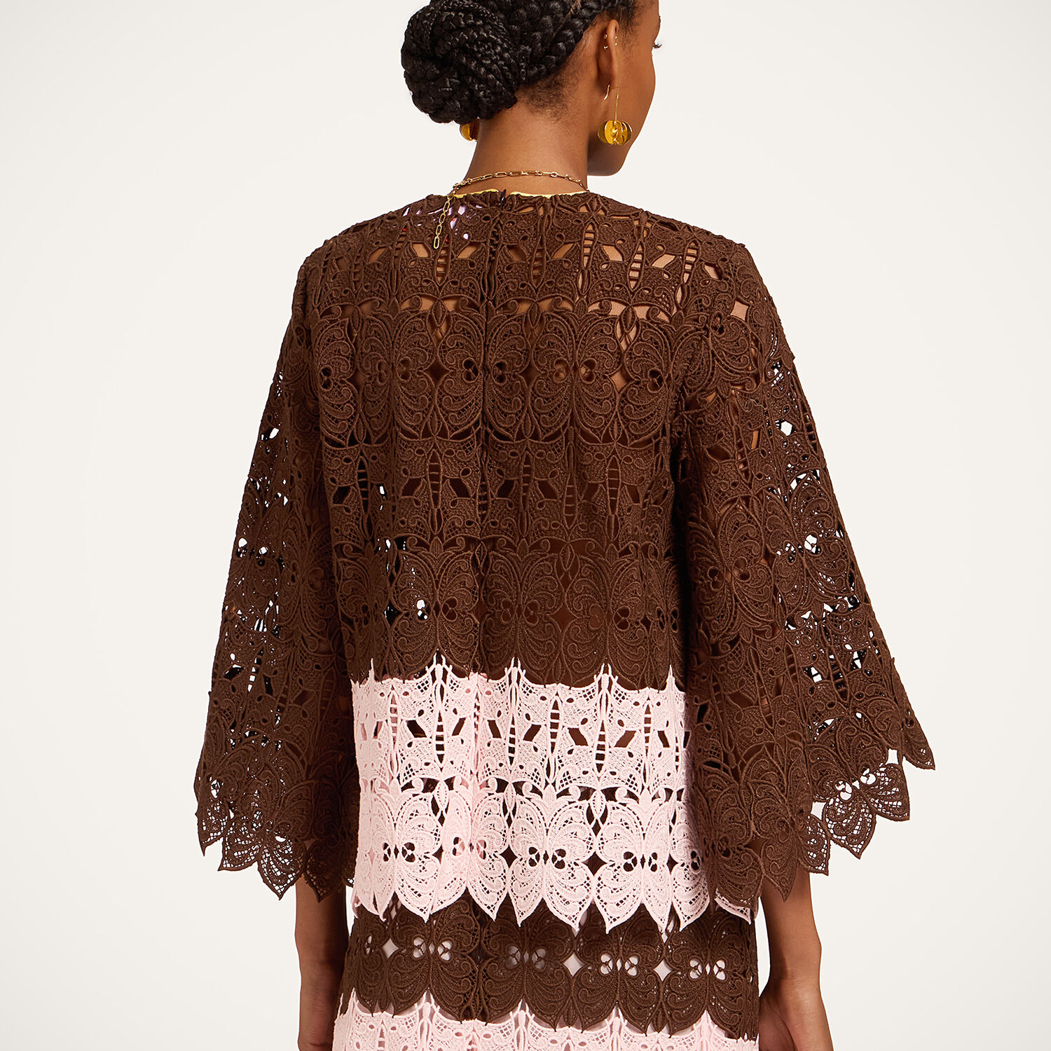  La Doublej Shirts & Tops Gend - Lacey Make An Exit Top Color Block Chocolate & Pink 38 88% Cotton 12% Polyester 