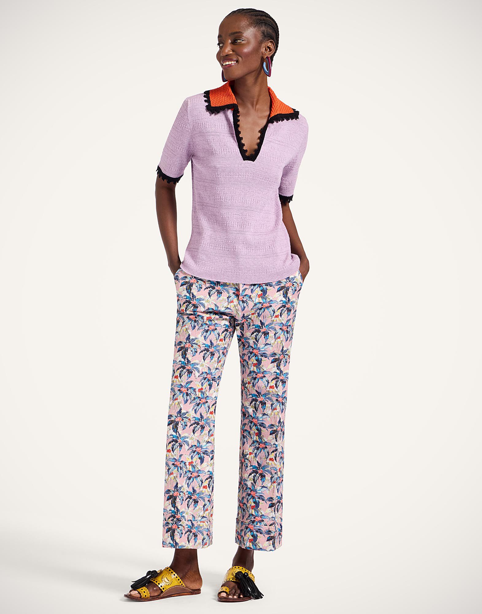 Hendrix Pants in Mini Tropicana Mauve for Women | La DoubleJ