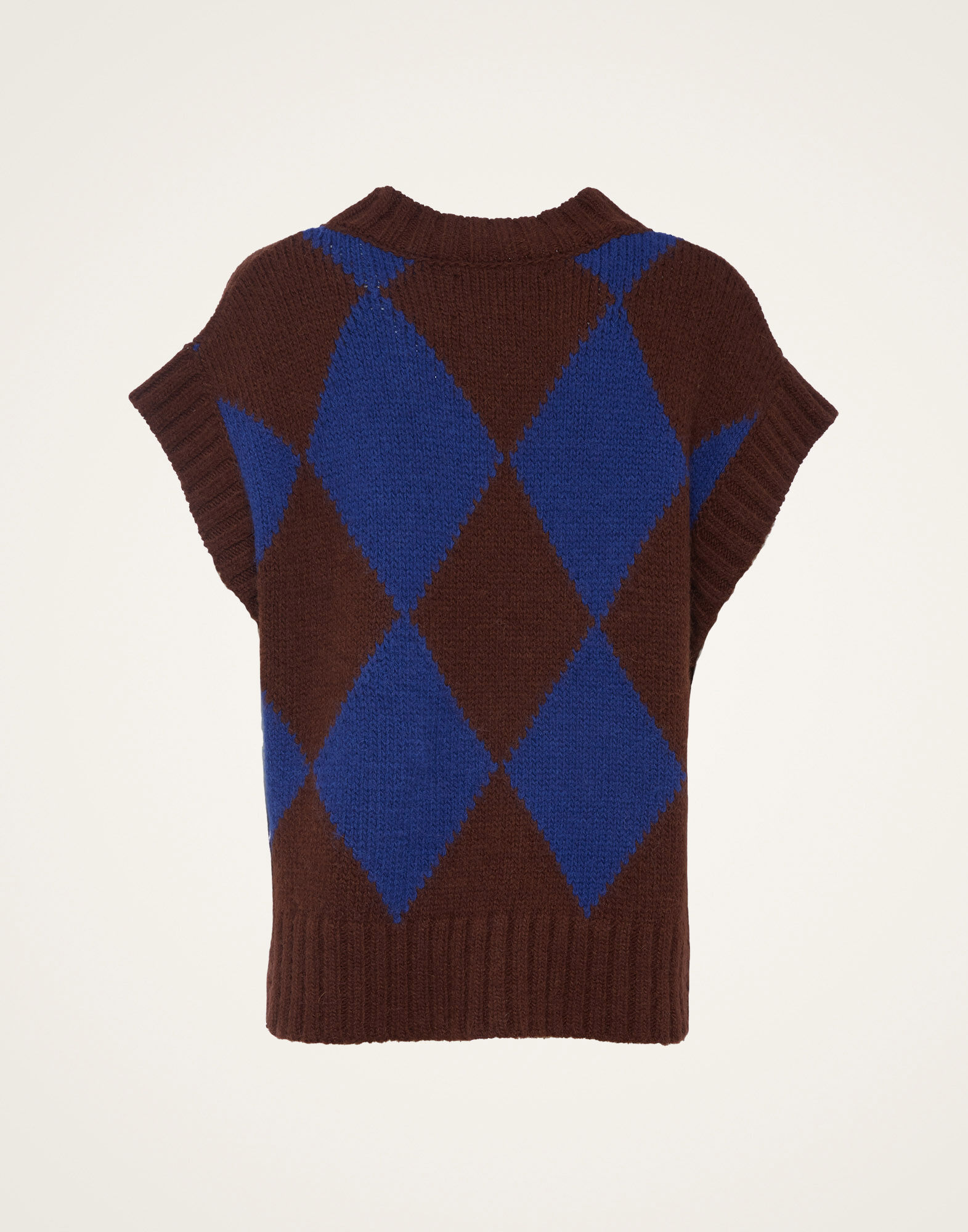 La DoubleJ Argyle Gilet Bordeaux/Blue TOP0077KNI064VAR0124