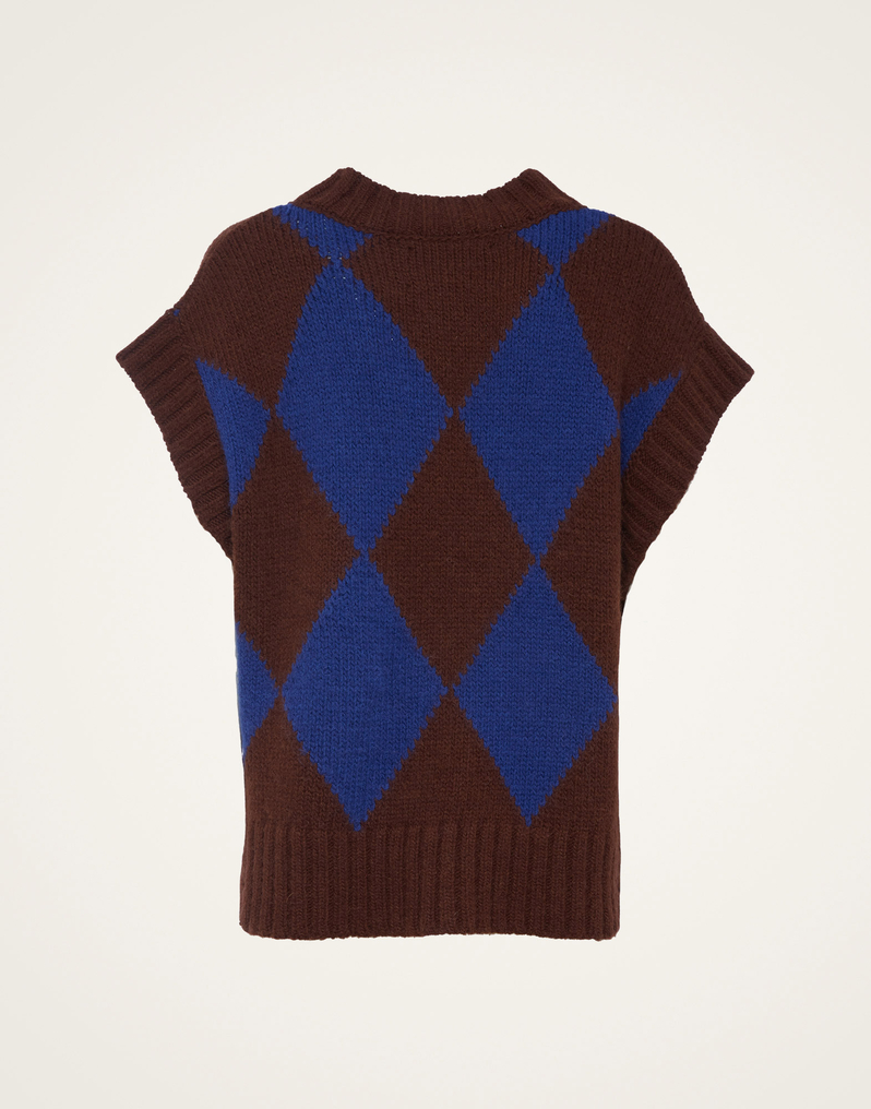 La DoubleJ Argyle Gilet La DoubleJ Argyle Gilet Bordeaux/Blue TOP0077KNI064VAR0124
