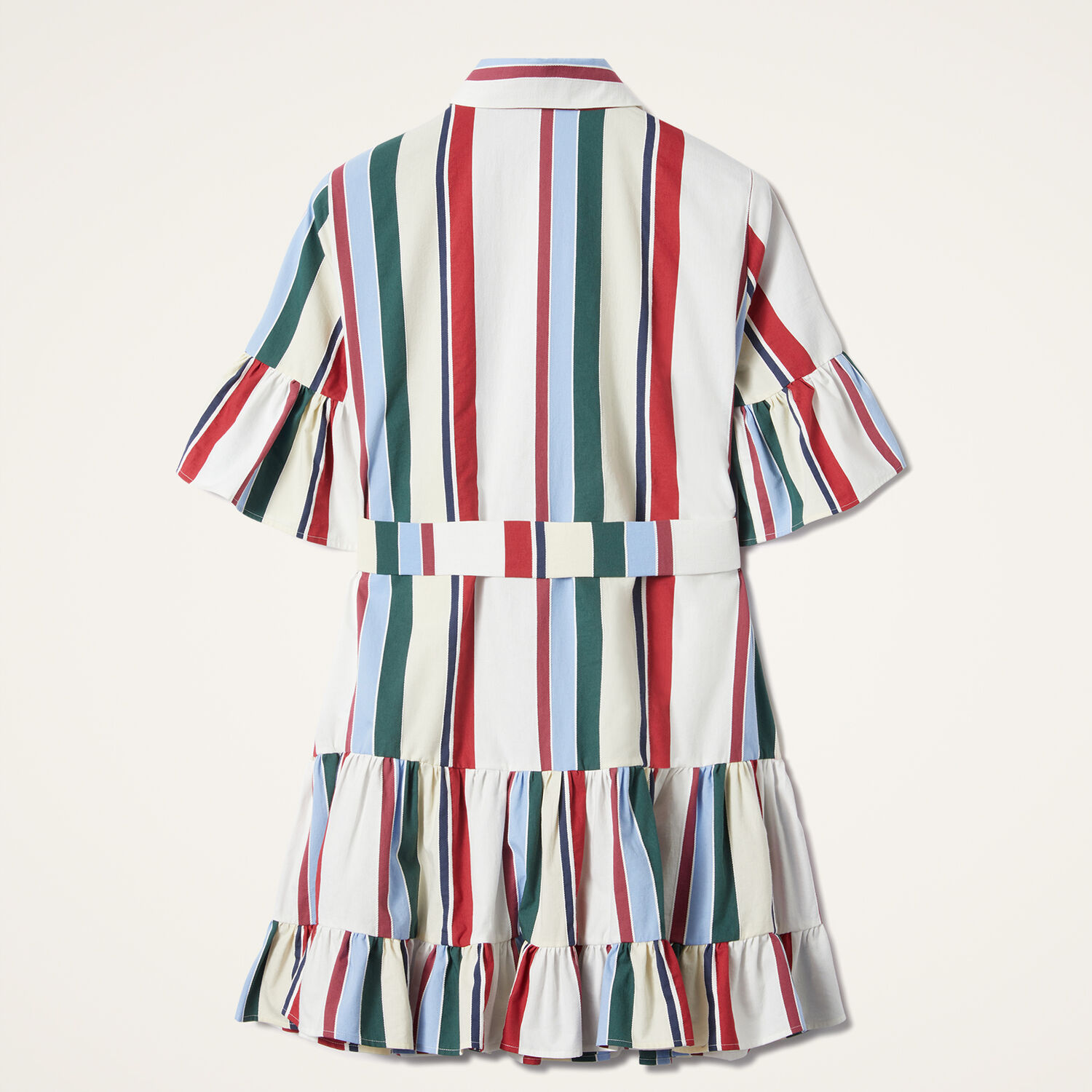 La Doublej Choux Ruffled Striped Cotton-blend Mini Dress In Stripes Multicolor