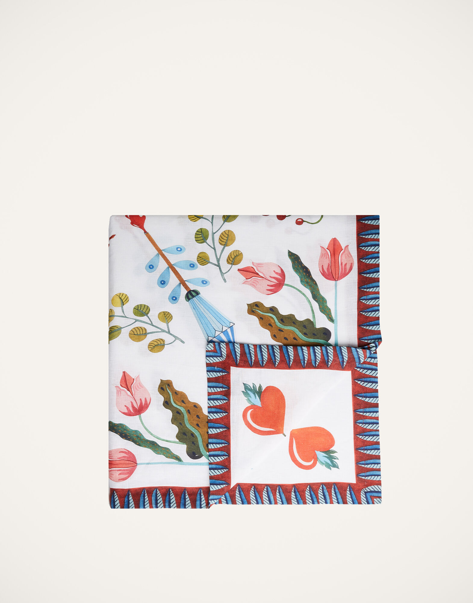 La DoubleJ Medium Tablecloth White Turning Tulips TBC0002LIN001HLE0024