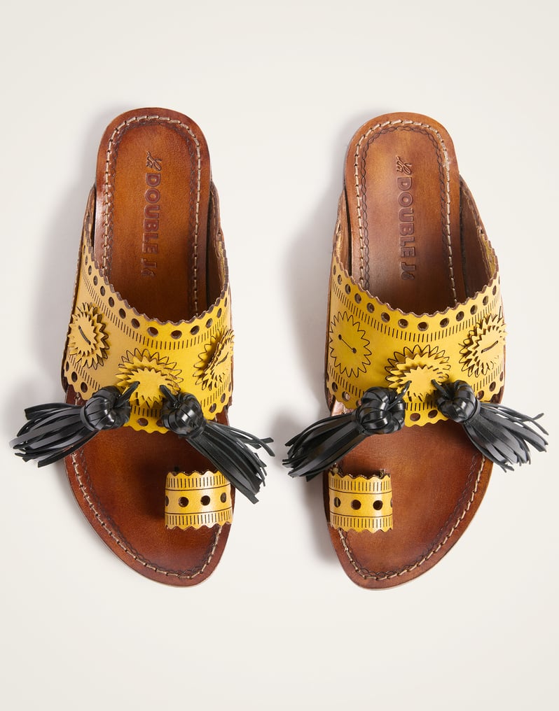 La DoubleJ Sandy Slides La DoubleJ Sandy Slides Solid Yellow SHO0110LEA014SOLIDYE02