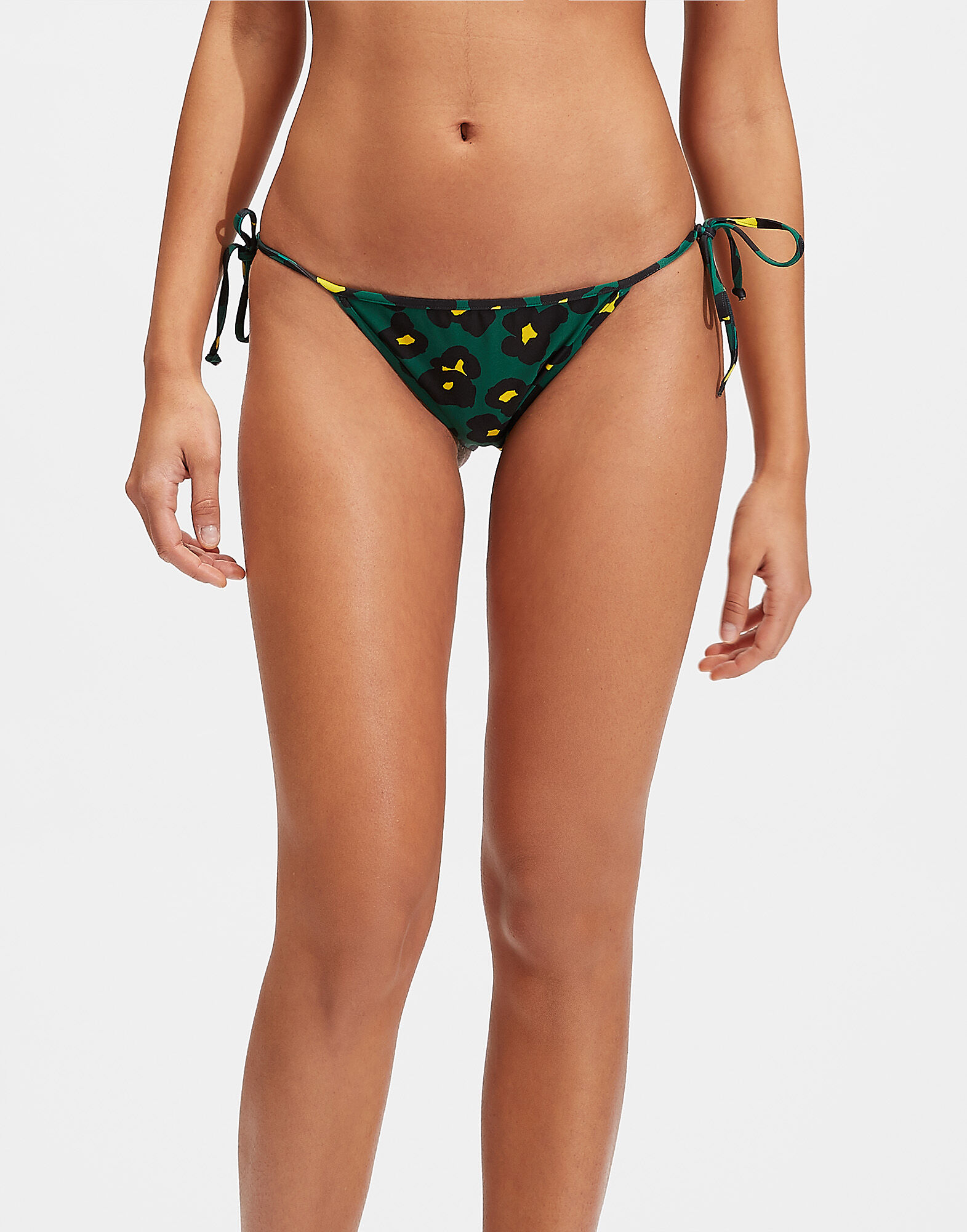 LaDoubleJ String Bikini Bottom Flower Leopard Verde SWI0004LYC001FLL0002