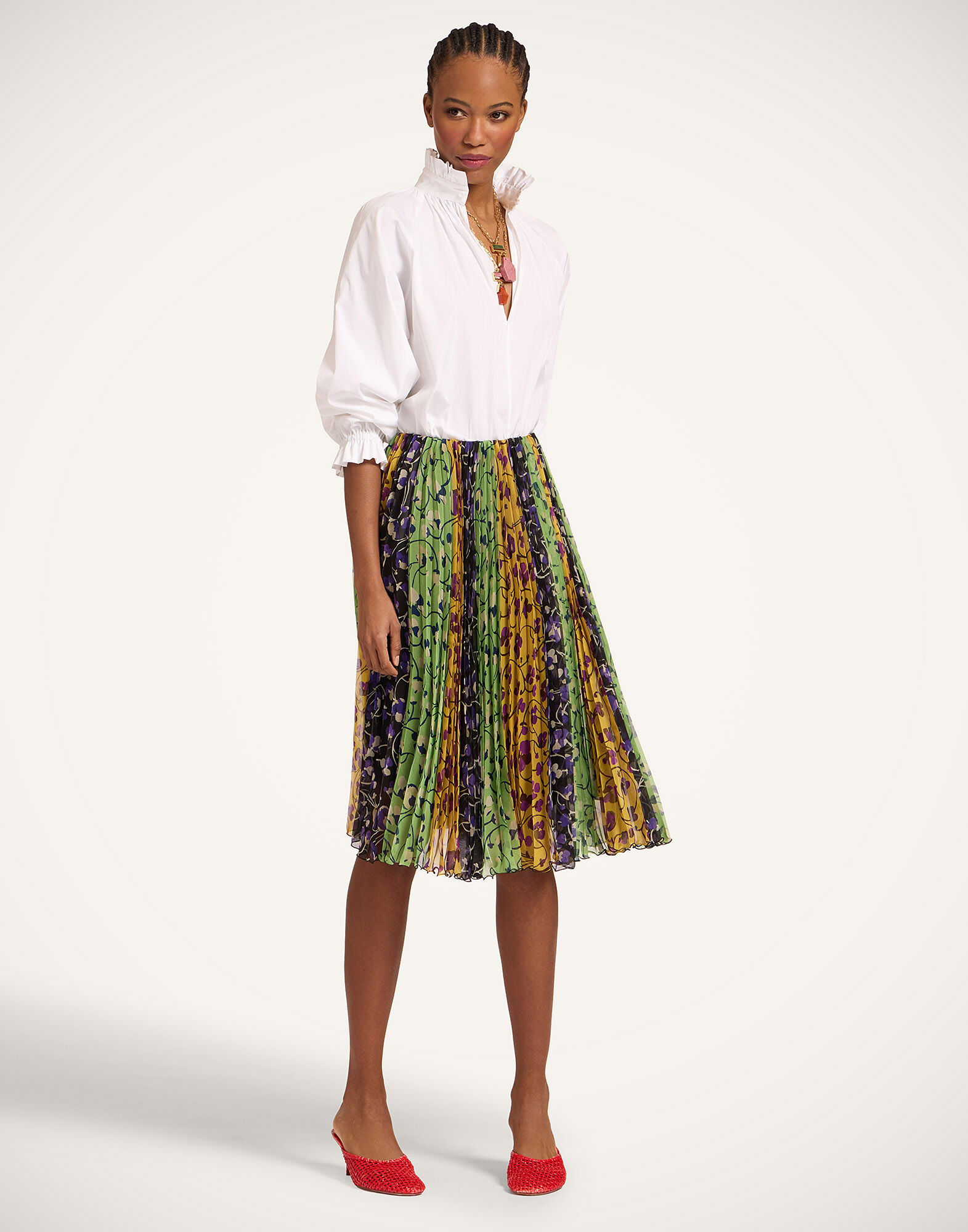 La DoubleJ Supremes Skirt Honeysuckle Tricolor Plac&eacute;e Yellow SKI0074CHF004HNY04YE02