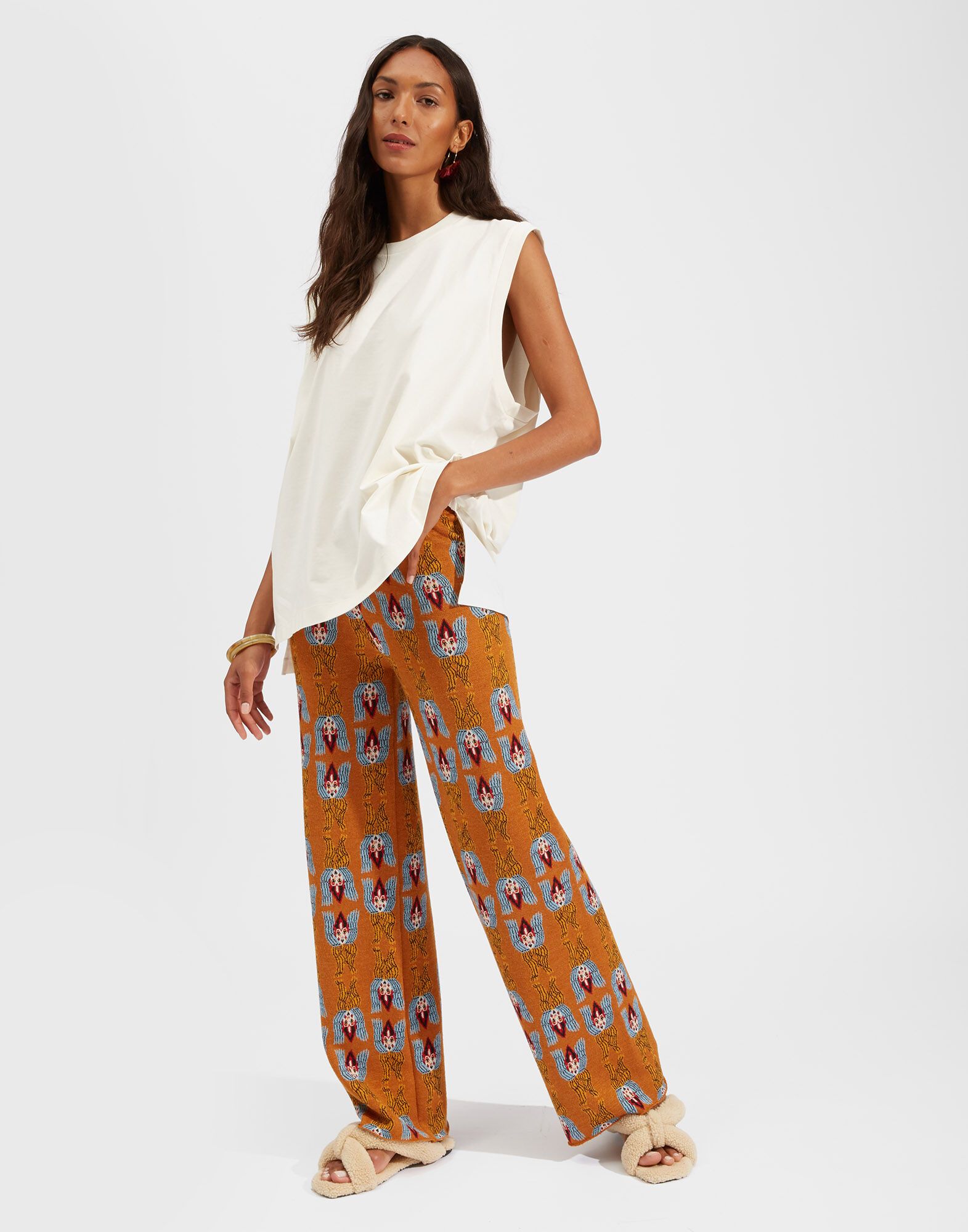 La DoubleJ Jacquard Pants Amphora Jacquard TRO0066KNI050VAR0091