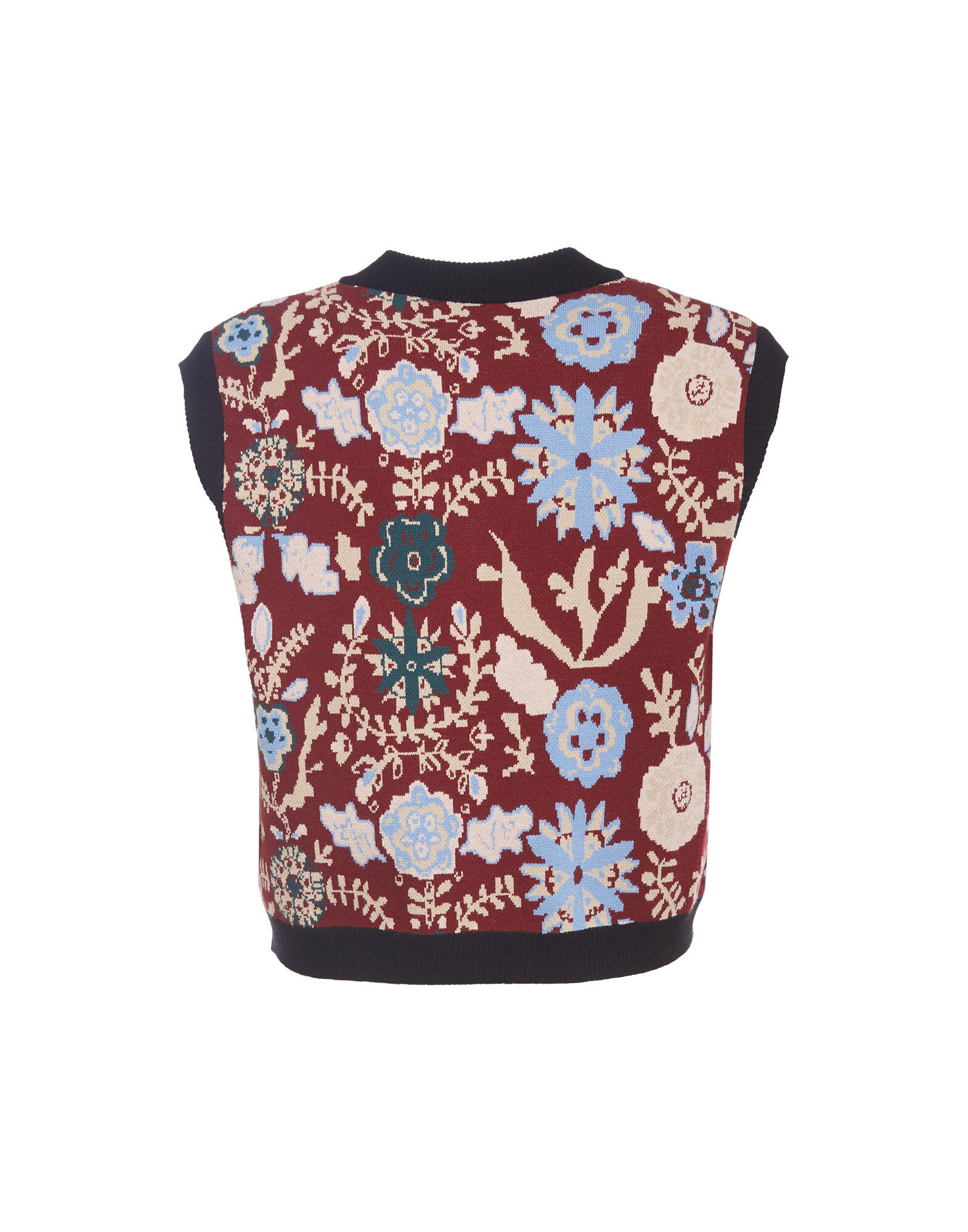 LaDoubleJ Sweater Vest Fire Flower Bordeaux PUL0050KNI035FIR0002