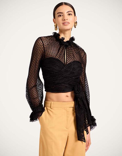 La DoubleJ Lacey En Pointe Top Solid Black TOP0200LAC009SOLIDBL01