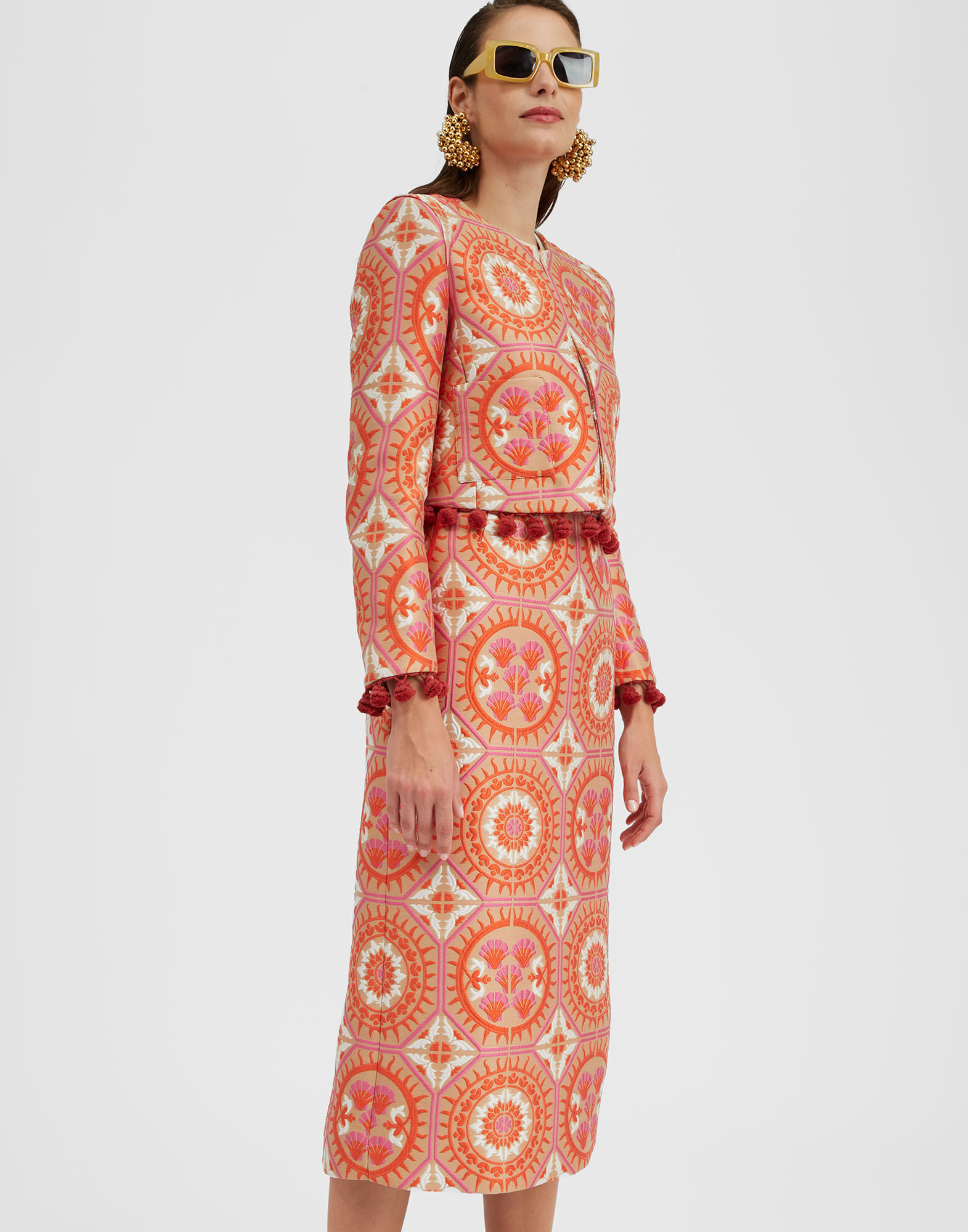 Orange womens pencil skirt online