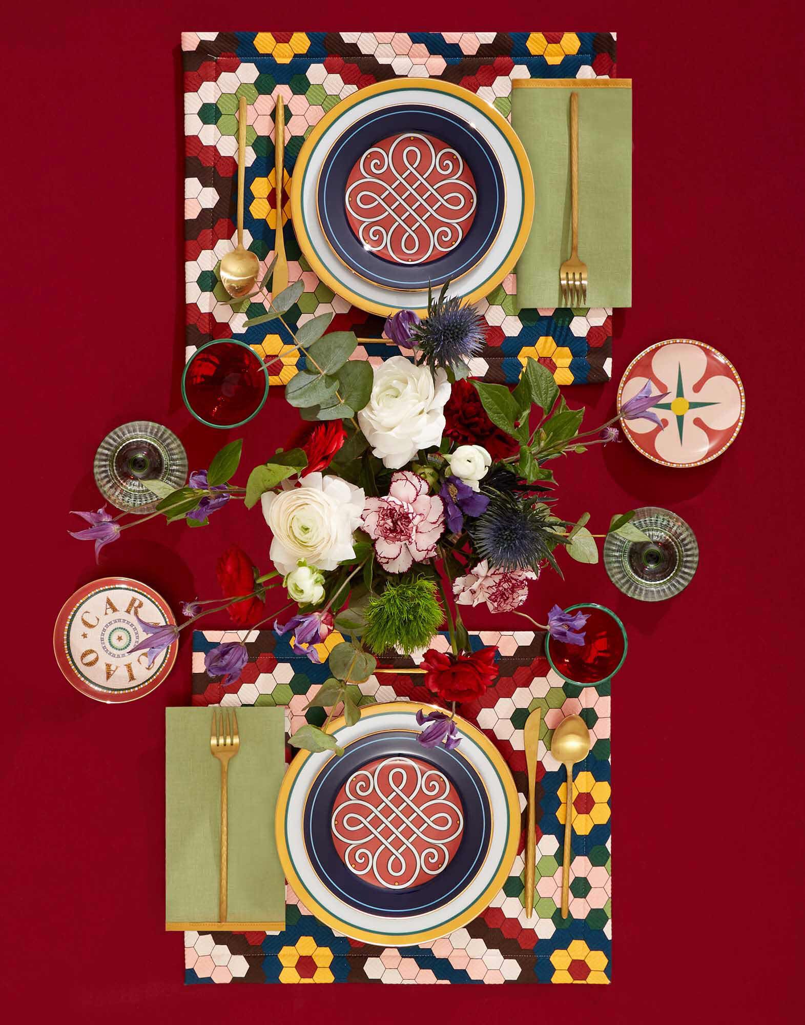 La DoubleJ Placemat Set Of 2 Honeycomb Tiles TBM0001LIN001HNT0001