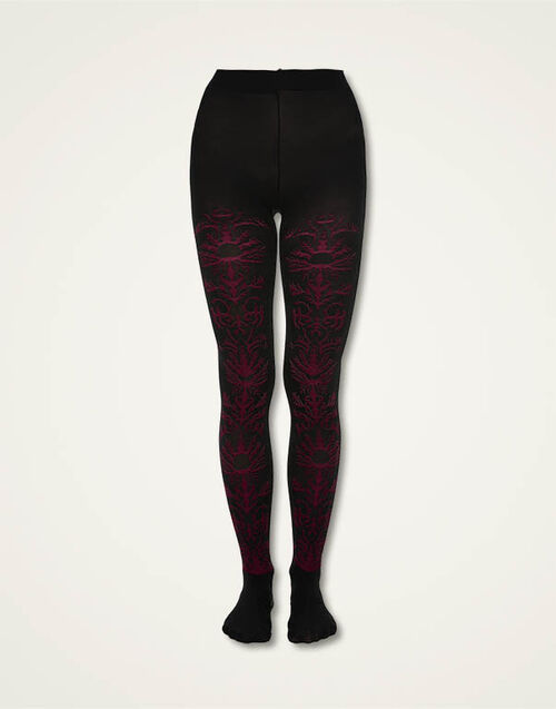 La DoubleJ Flocked Tights Black & Red SOC0014NYL010VA288RE01