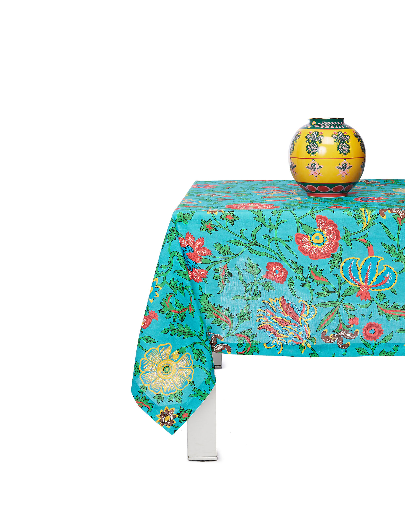 La DoubleJ Small Tablecloth Dragon Flower Turchese TBC0001LIN001DRA0005