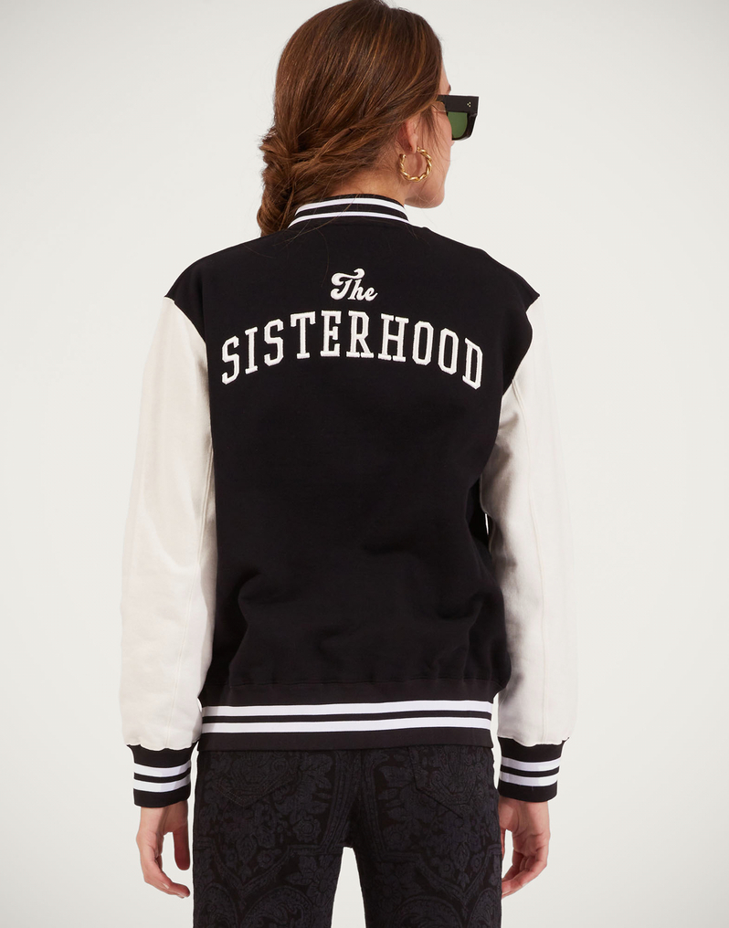 La DoubleJ Embroidered Sisterhood Varsity Bomber La DoubleJ Embroidered Sisterhood Varsity Bomber Solid Black JAC0065JER028SOLIDBL01