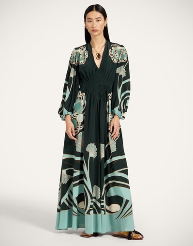 Long Camerino Dress in Blooming Tulip Place Dark Green for Women | La DoubleJ Long Camerino Dress in Blooming Tulip Place Dark Green for Women | La DoubleJ