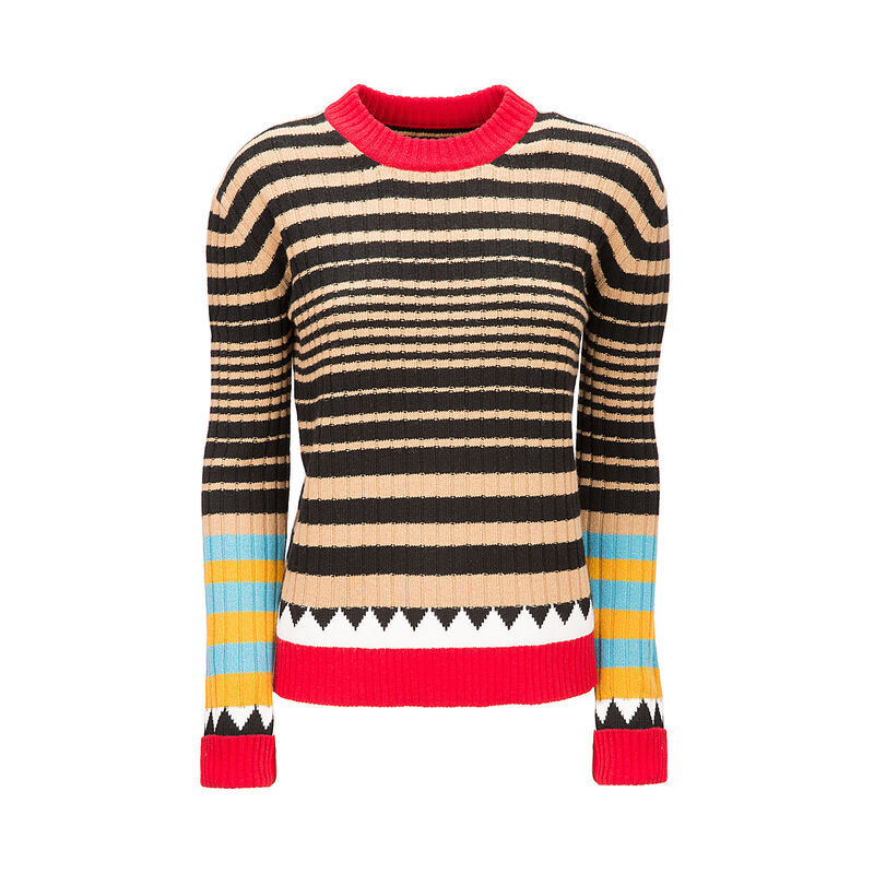 LaDoubleJ Striped Crew Neck in Cammello mix Cammello mix PUL0001KNI001RIG0005