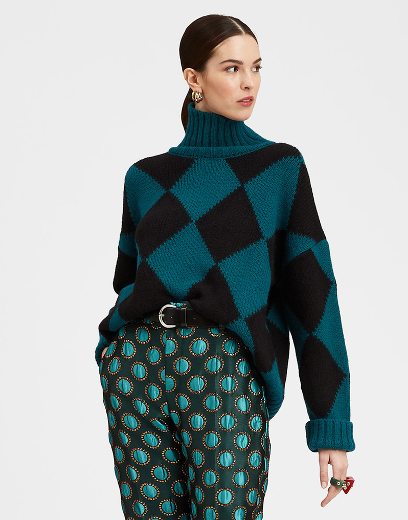 La DoubleJ Argyle Sweater La DoubleJ Argyle Sweater Green / Black PUL0091KNI064VAR0165