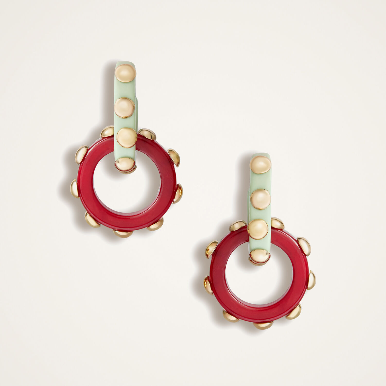 La Doublej Double Hoop Earrings In Solid Burgundy