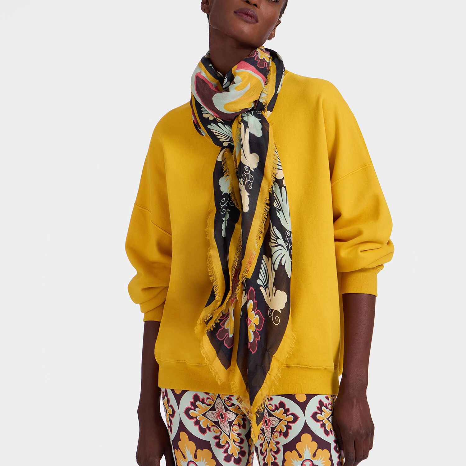 Shop La Doublej Square Scarf In Palazzo Yellow