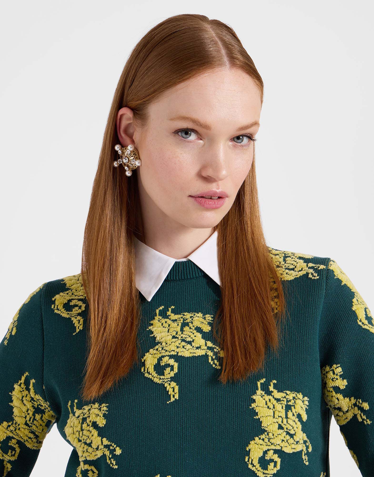 La DoubleJ Gryphos Sweater Dark Green PUL0205KNI121VA273GR03