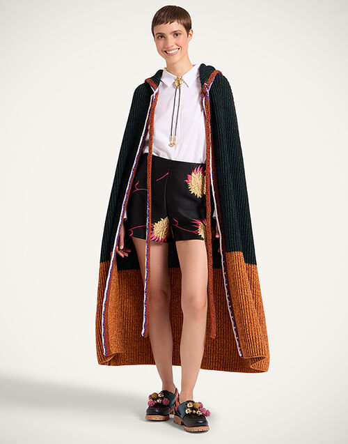 La DoubleJ Gala Cape Color Block Dark Green & Rust JAC0185KNI188VA438GR03