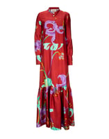 LaDoubleJ Maxi Shirt Dress Maneater Rosso DRE0047SIL001MAN0002