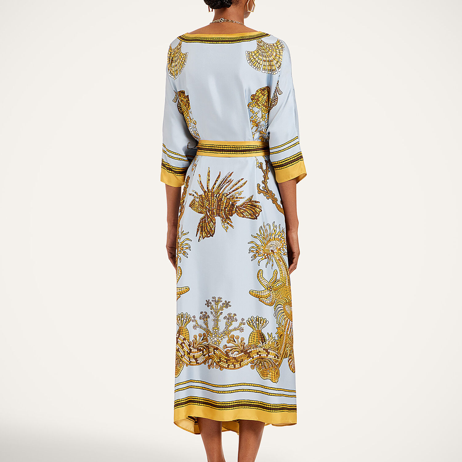  La Doublej Summer 2026 Collection: Vip Early Access Women - Square Kaftan Oceania Placée Light Blue Xs 100% Silk 
