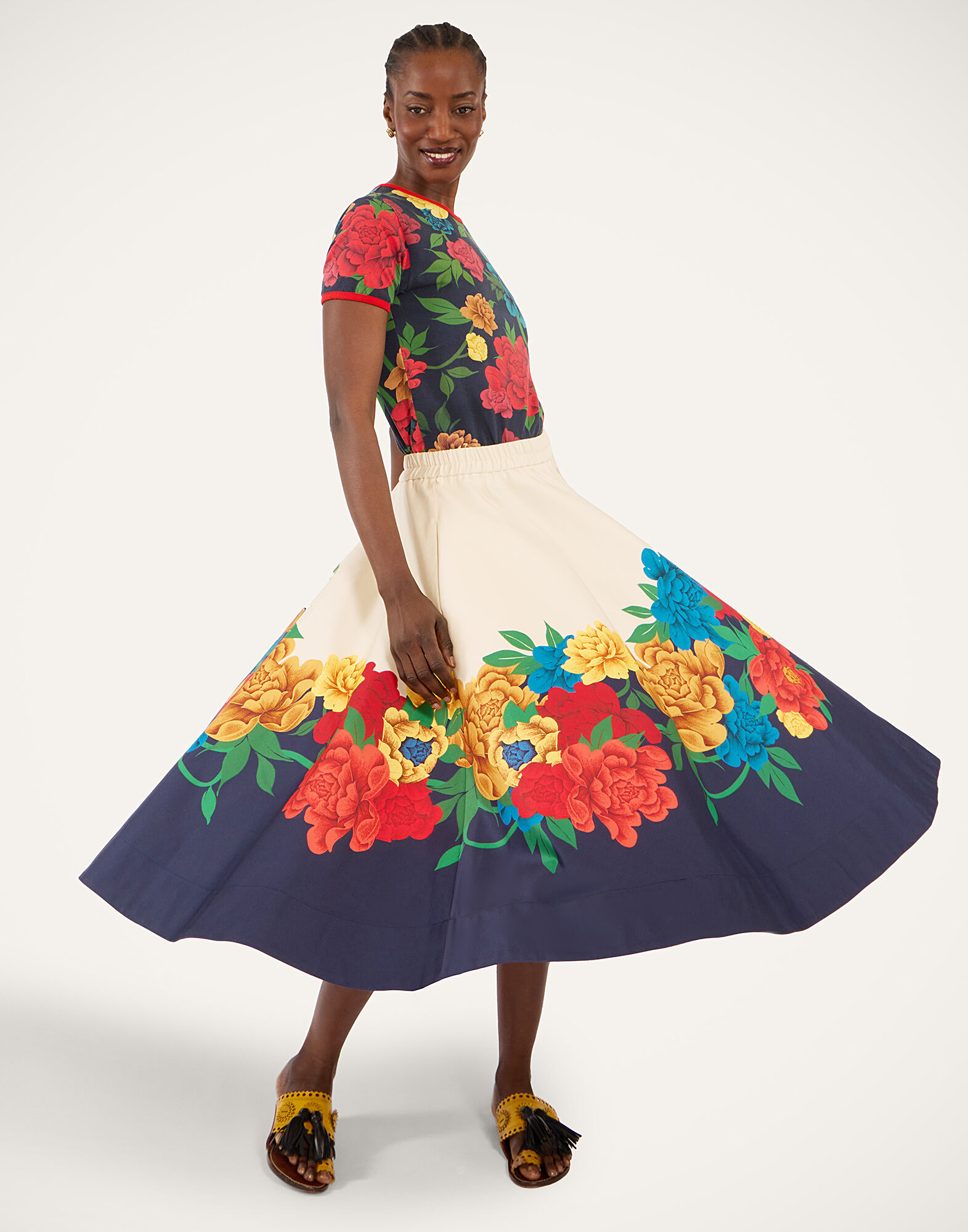 La DoubleJ The Cu-Tee Crop Queen Peony Blue TSH0068JER076QPE01BU03