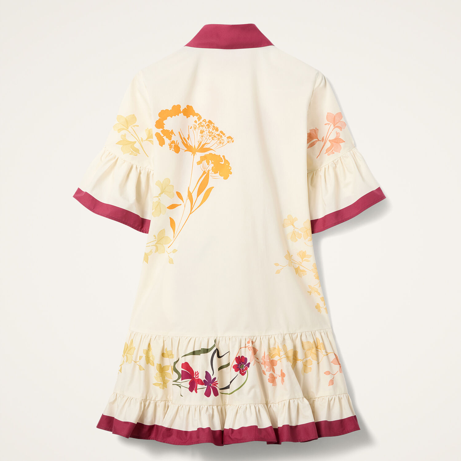 La Doublej Choux Floral Cotton Poplin Shirt Dress In Corsage Placée Ivory