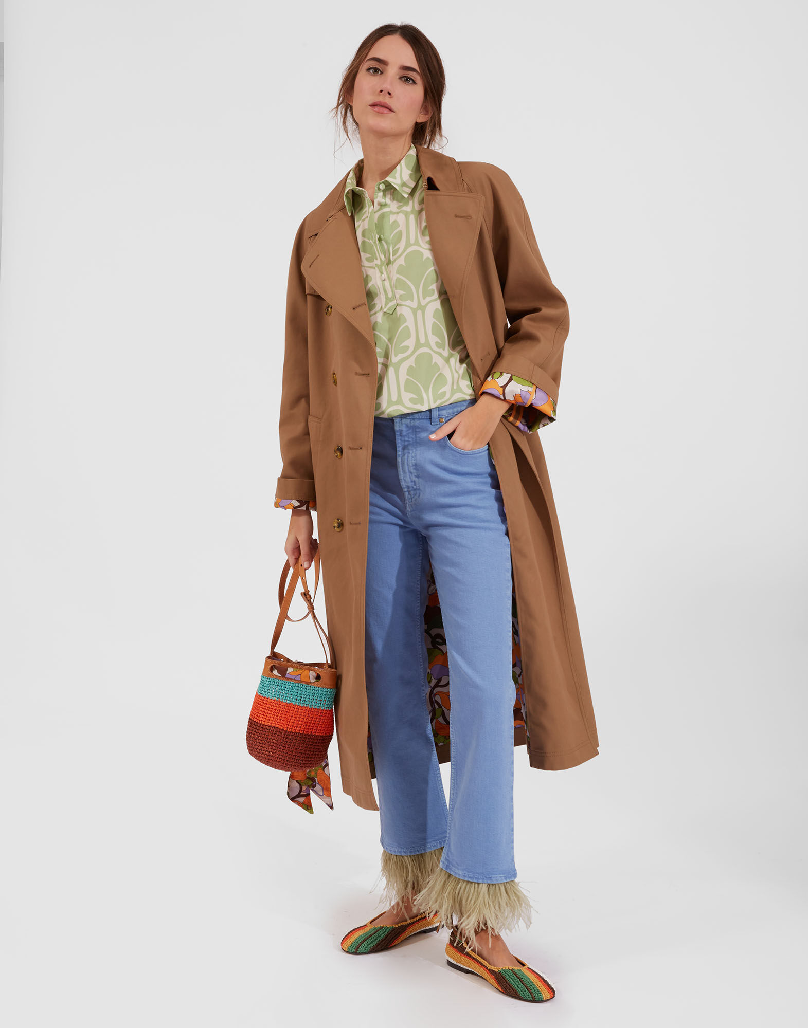 La DoubleJ Milano Trench Coat Solid Light Beige JAC0054COT035MAR0006