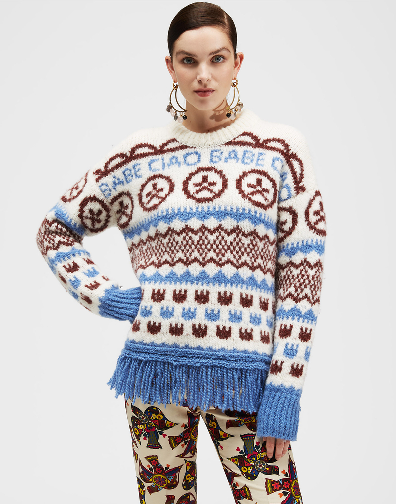 LaDoubleJ Engadina Sweater LaDoubleJ Engadina Sweater Hippie Bianco PUL0042KNI032HIP0002