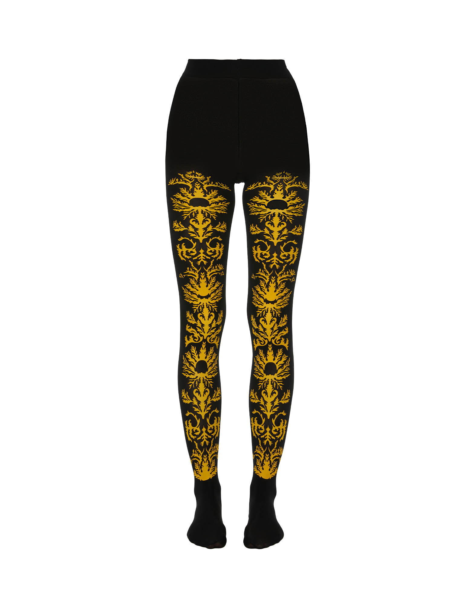 La DoubleJ Flocked Tights Black & Yellow SOC0014NYL010VA288YE02