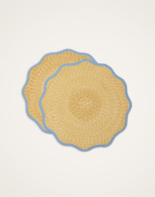 La DoubleJ Straw Cloud Placemats Set Of 2 Solid Light Blue PMT0031STR001SOLIDBU01