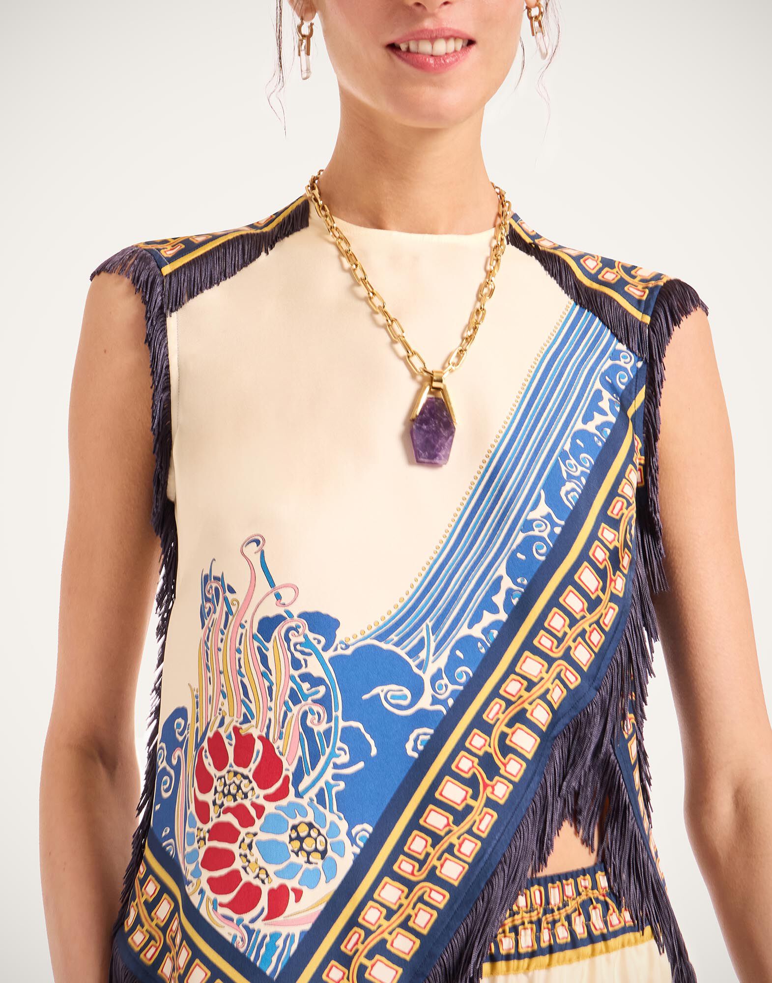 La DoubleJ Scarf Top Lemuria Plac&eacute;e Blue TOP0160SIL006LEM02BU03