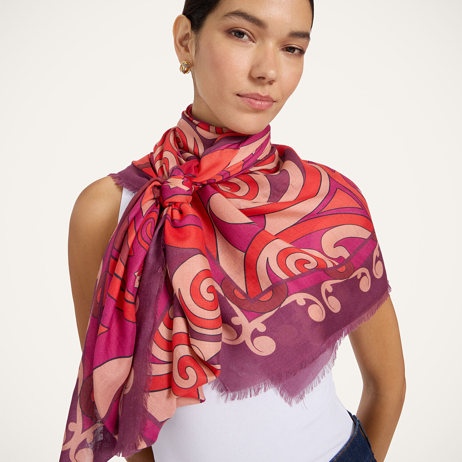 La Doublej Foulard 140 In Alchemy Placée Dark Red