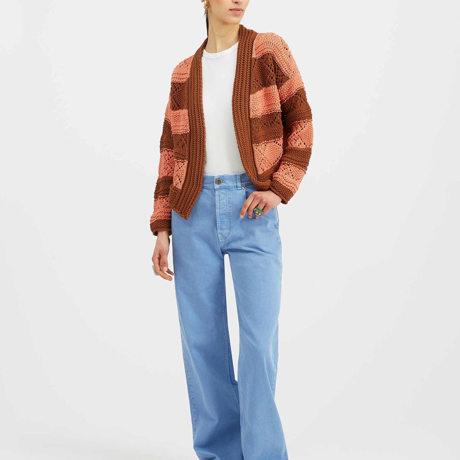 La Doublej Summer Knitted Cardigan In Solid Pink