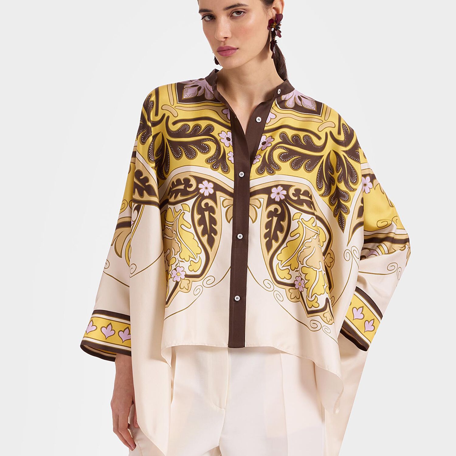 La Doublej Foulard Shirt In Spells Placée Yellow