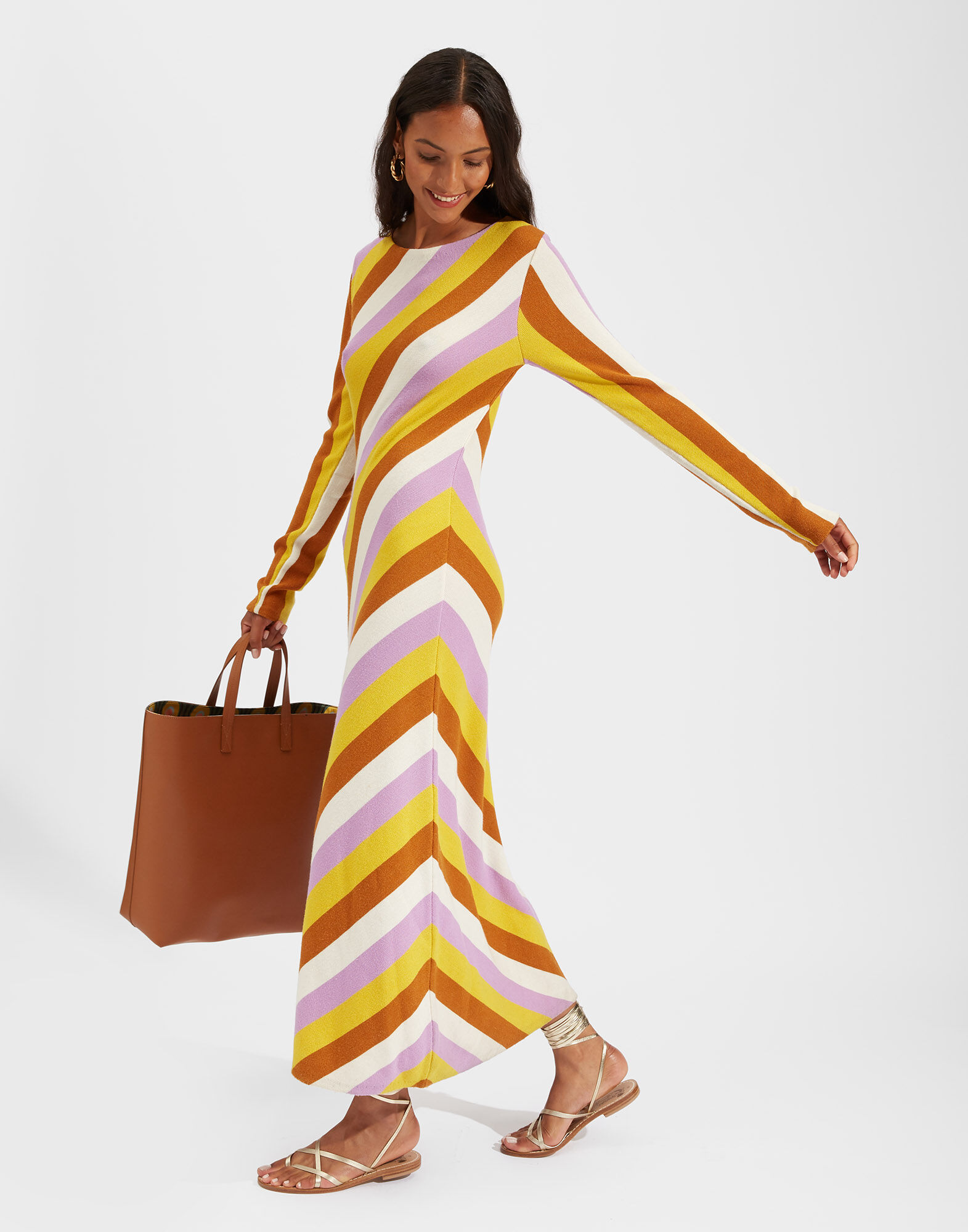 La DoubleJ Knit Swing Dress White Stripes DRE0393KNI050VAR0086