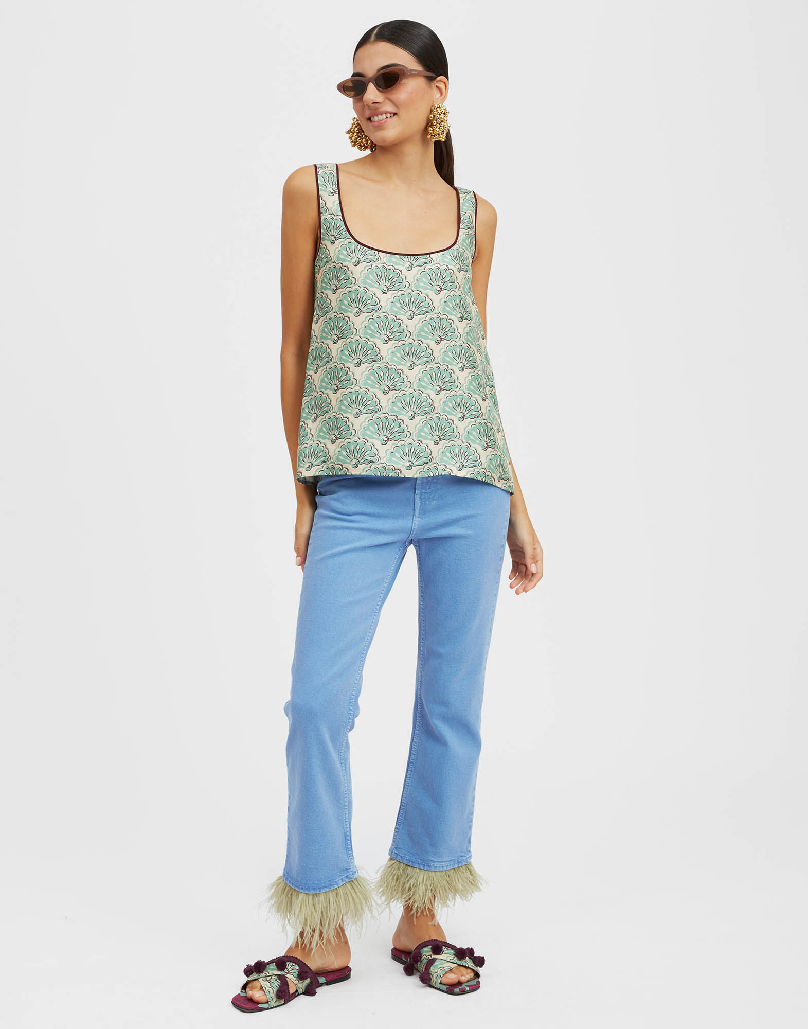 La DoubleJ Twirl Top Fans Mint TOP0085SIL001FAN01GR11