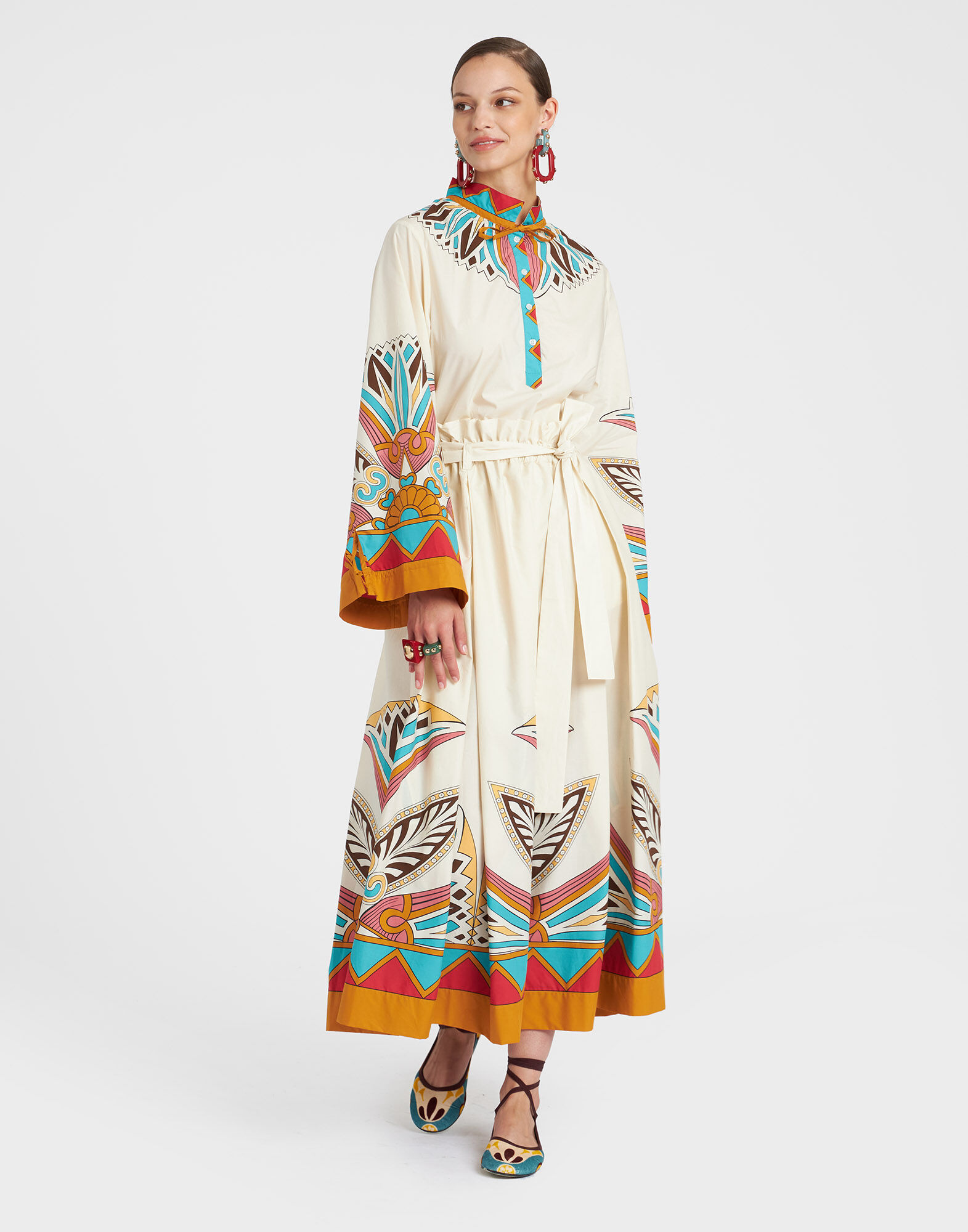 La DoubleJ Sardegna Skirt Lotus Plac&eacute;e Turquoise SKI0044COT015LOT01BU08