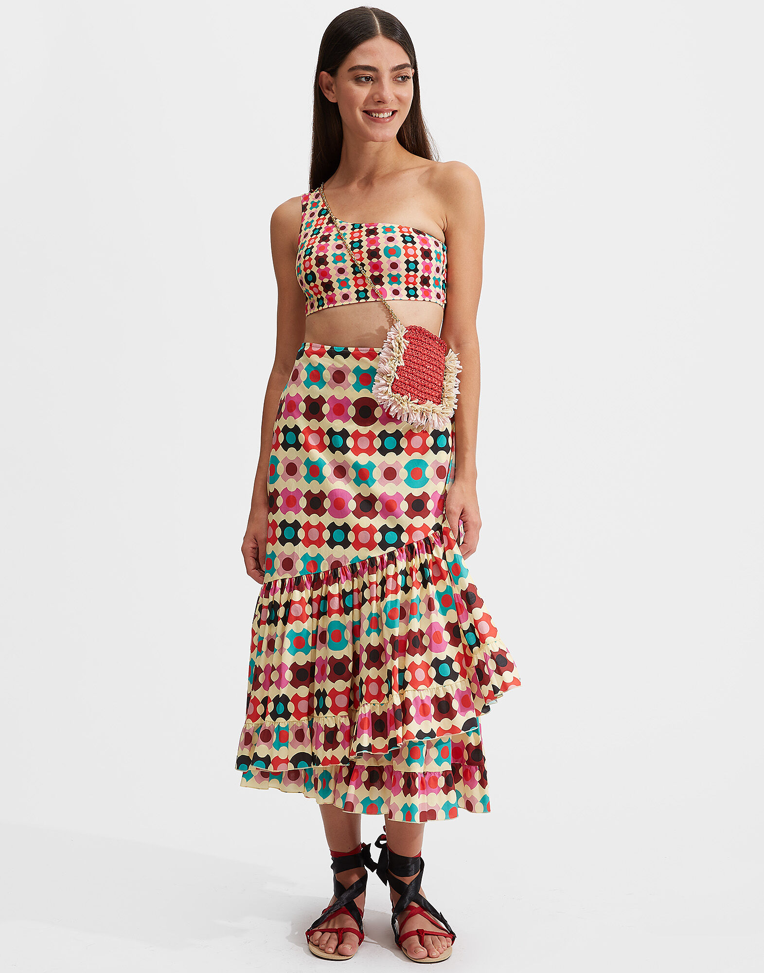 LaDoubleJ Wrap Skirt Groovy Dot Giallo SKI0049COT020GRO0003