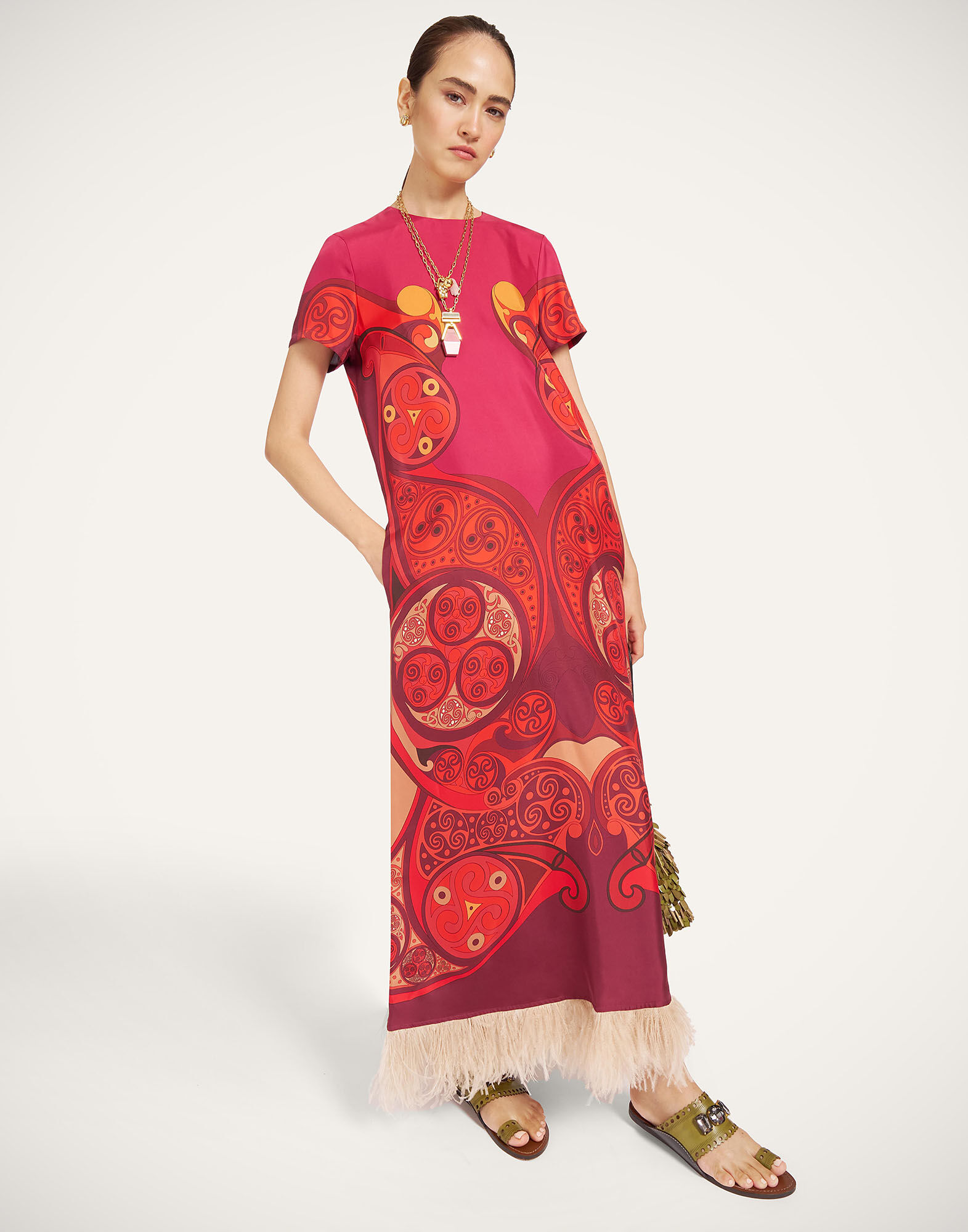 La DoubleJ Swing Dress Alchemy Plac&eacute;e Dark Red DRE0864SIL026ALC03RE40