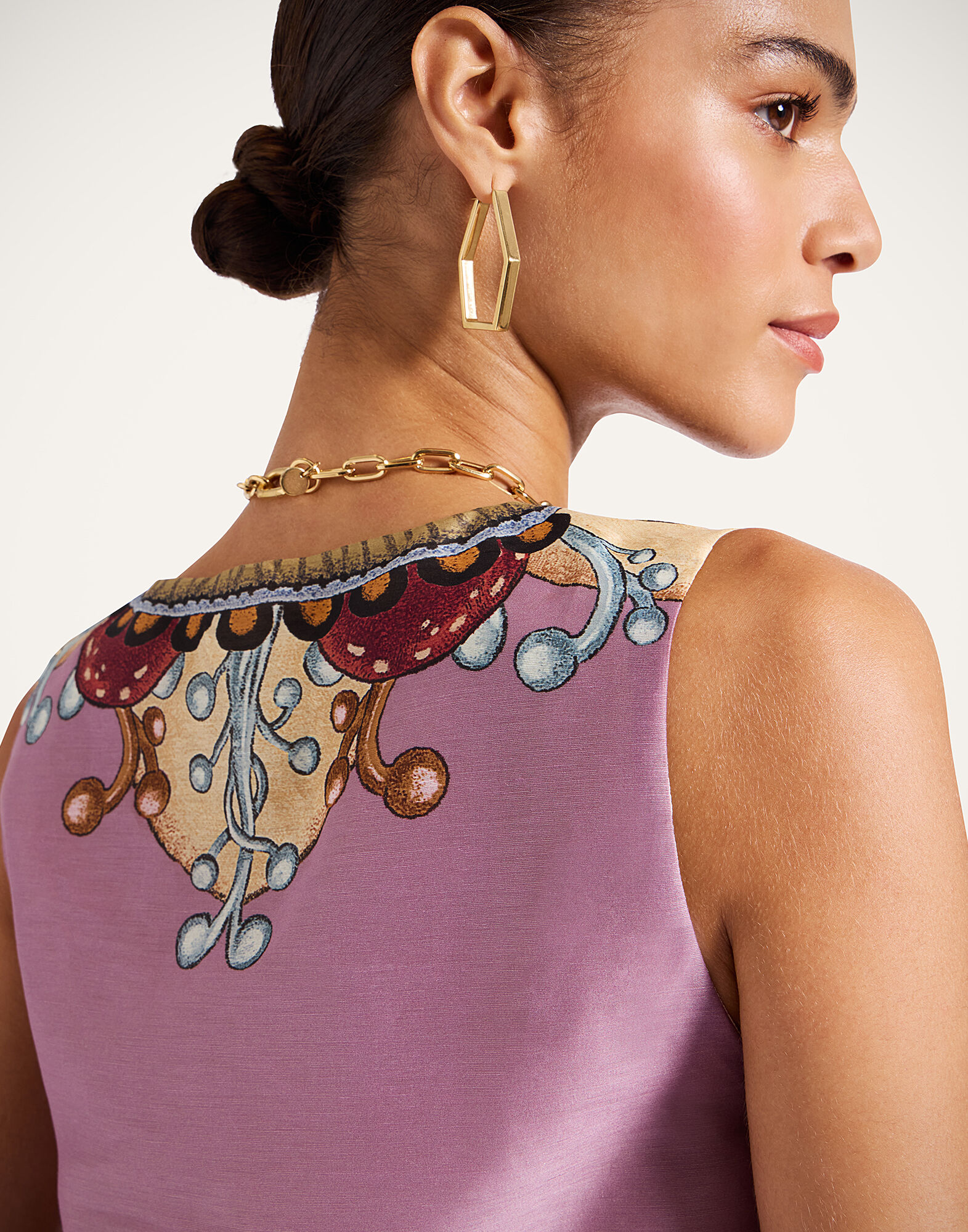 La DoubleJ V-Neck Scala Top Nucleus Plac&eacute;e Dusty Pink TOP0167LIN010NUC06PI10