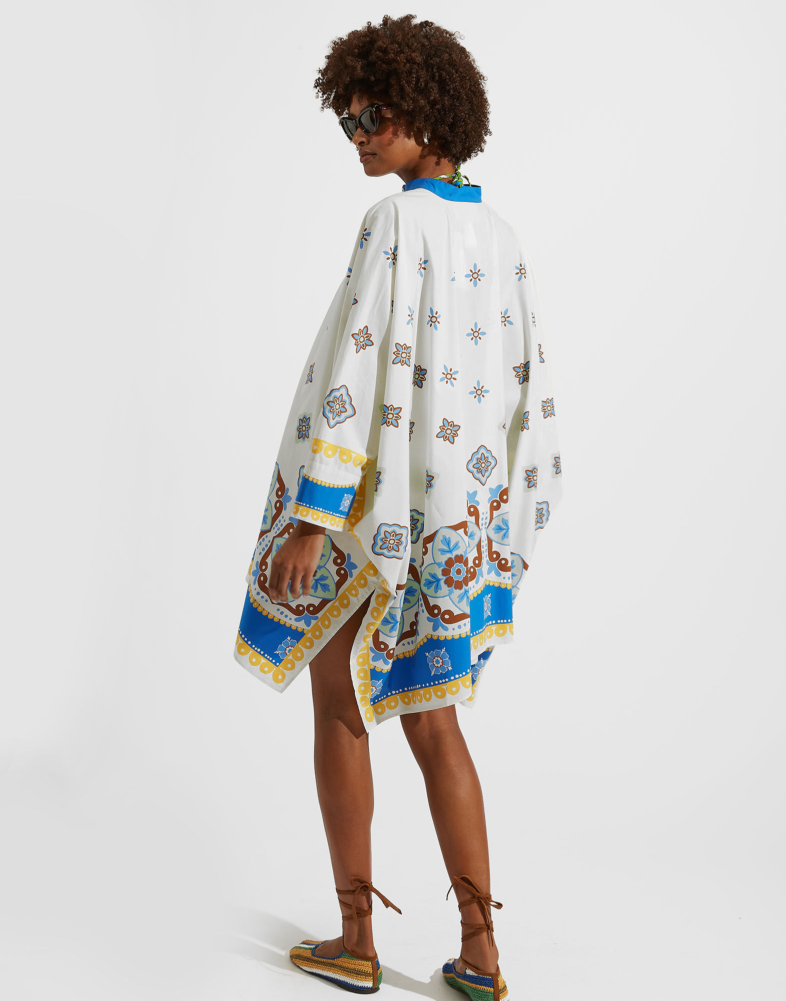 La DoubleJ Foulard Mini Dress Tiles Degrade Placed White DRE0494COT015TIL02WH01