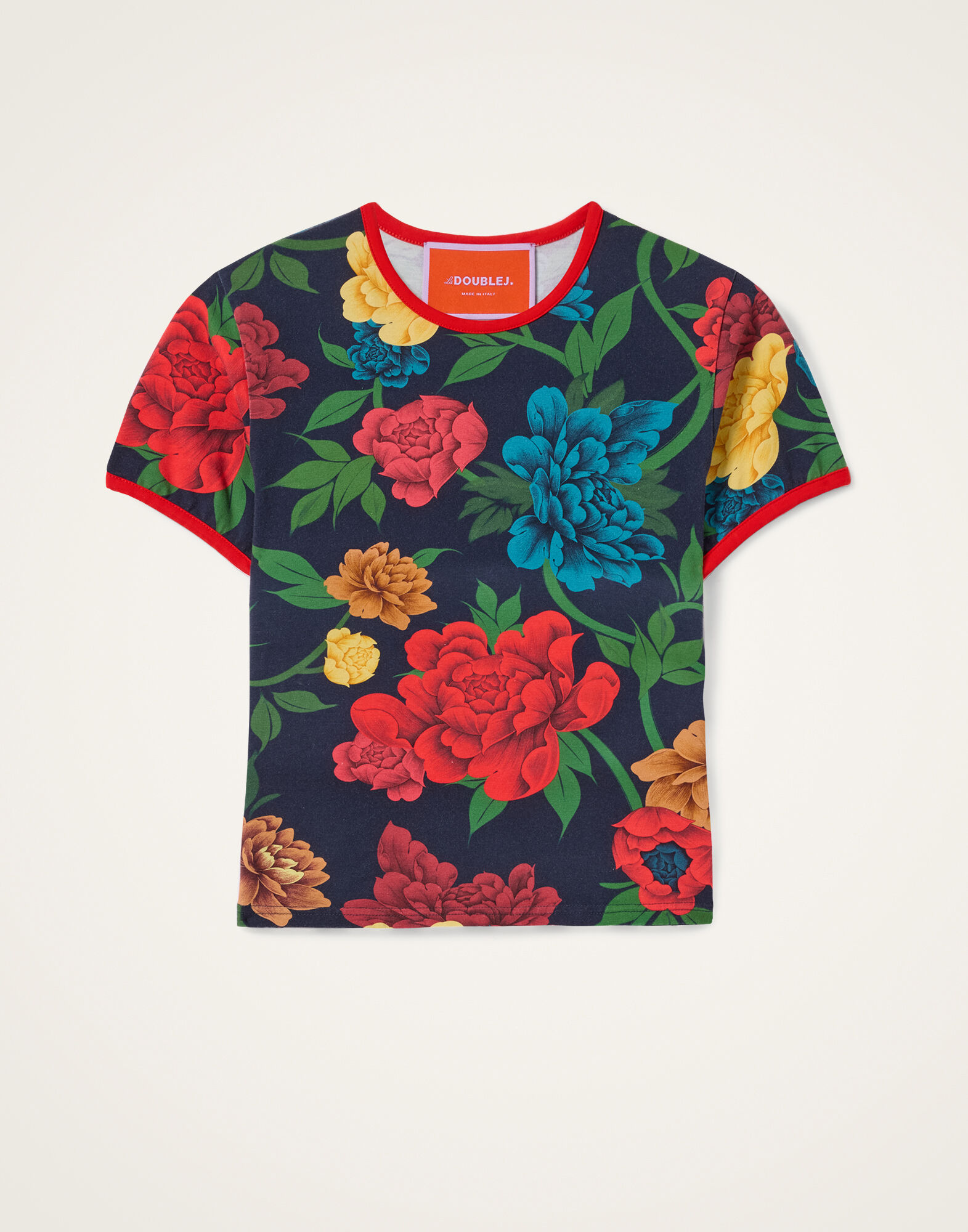 La DoubleJ The Cu-Tee Crop Queen Peony Blue TSH0068JER076QPE01BU03