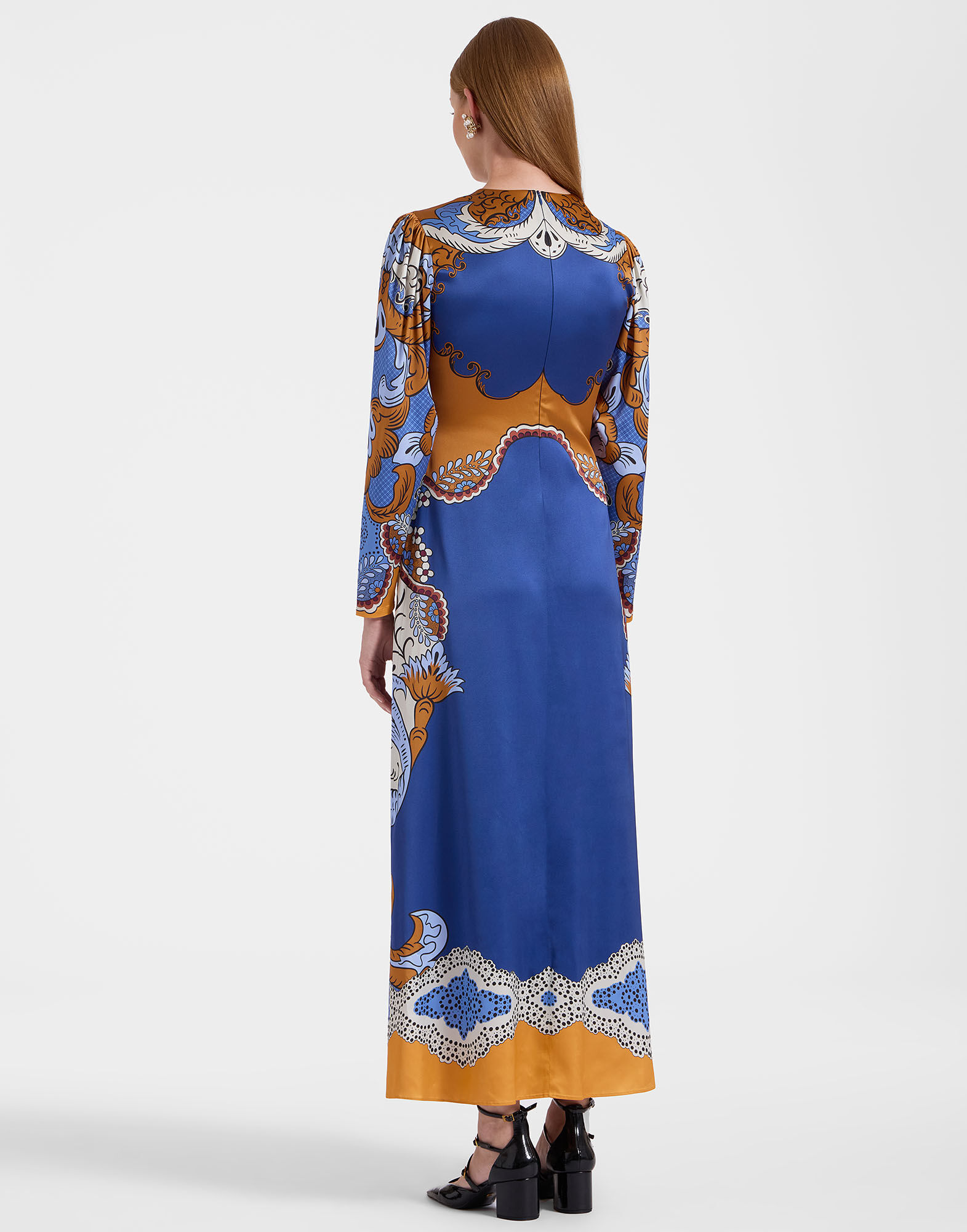 Blue swing dress with sleeves clearance