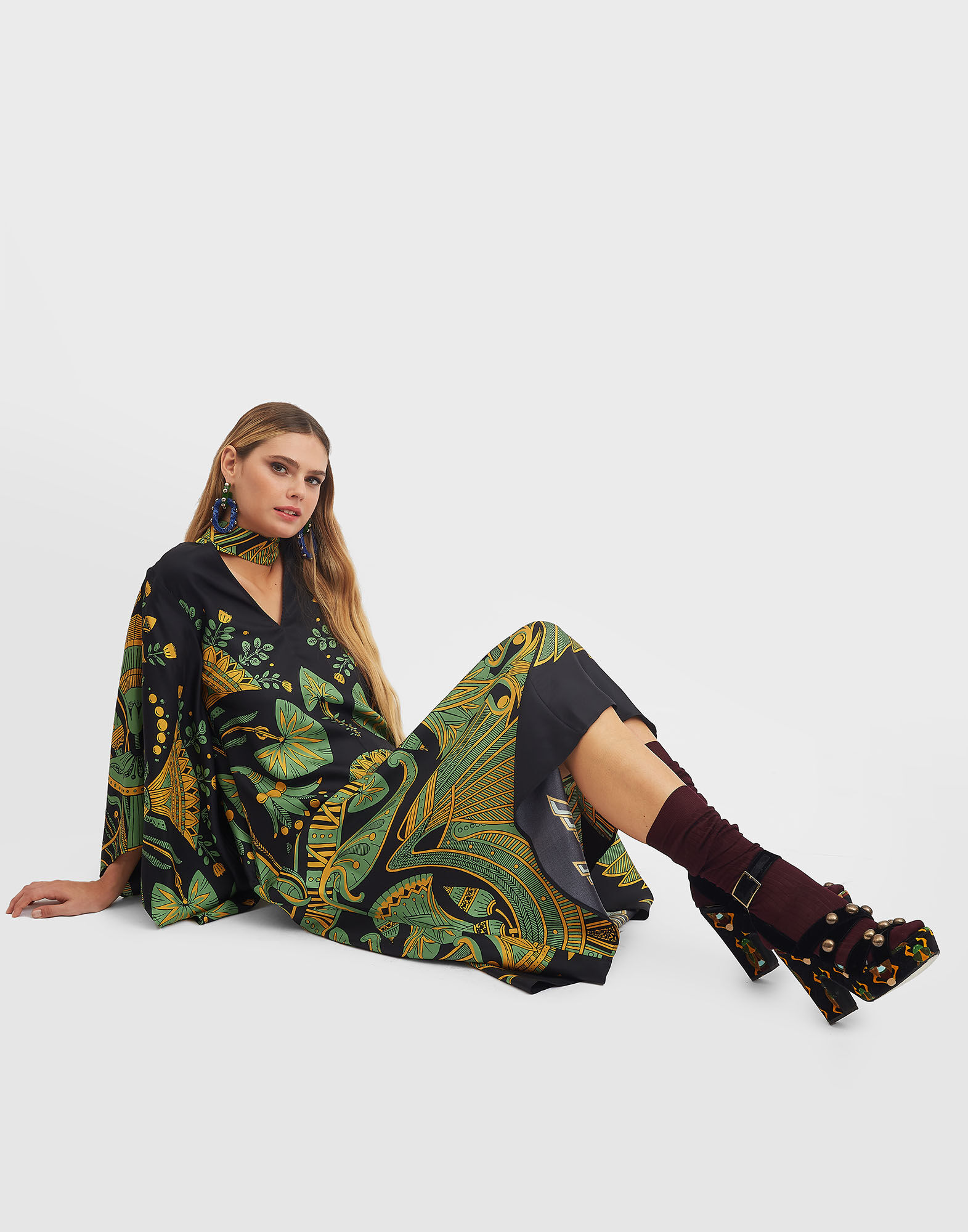 La DoubleJ Magnifico Midi Dress The Nile Plac&eacute;e Black DRE0612SIL001NIL01BL01