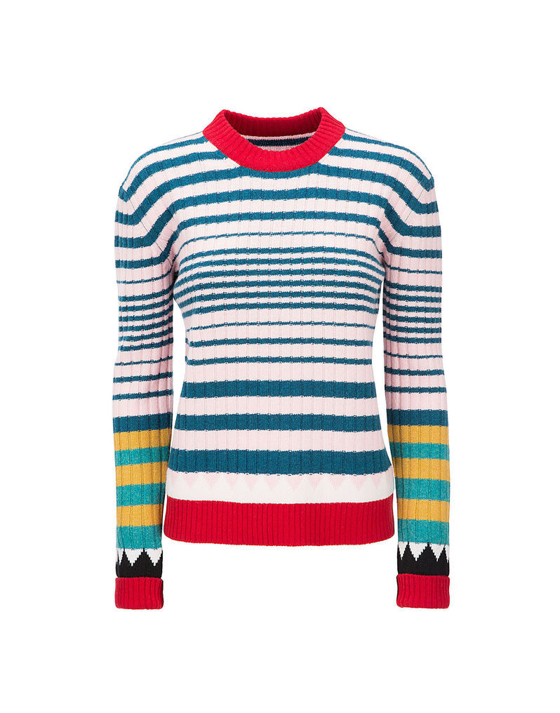 LaDoubleJ Striped Crew Neck in Rosa Mix Rosa Mix PUL0001KNI001RIG0004